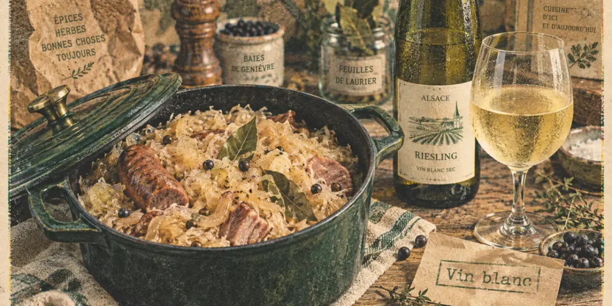 Vin blanc pour choucroute, riesling sec avec choucroute mijotée