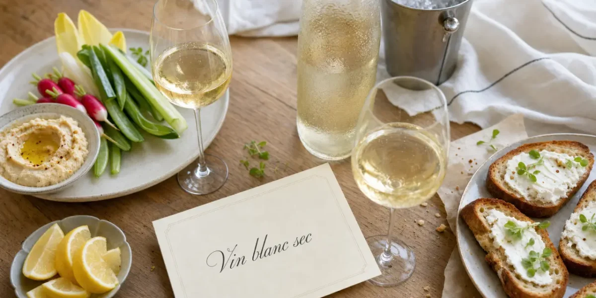 Vin blanc sec apéro : verres et bouteilles Sauvignon Chardonnay Riesling