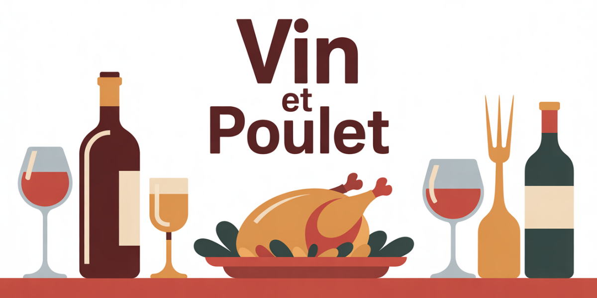 vin et poulet sur table festive, illustration moderne SEO