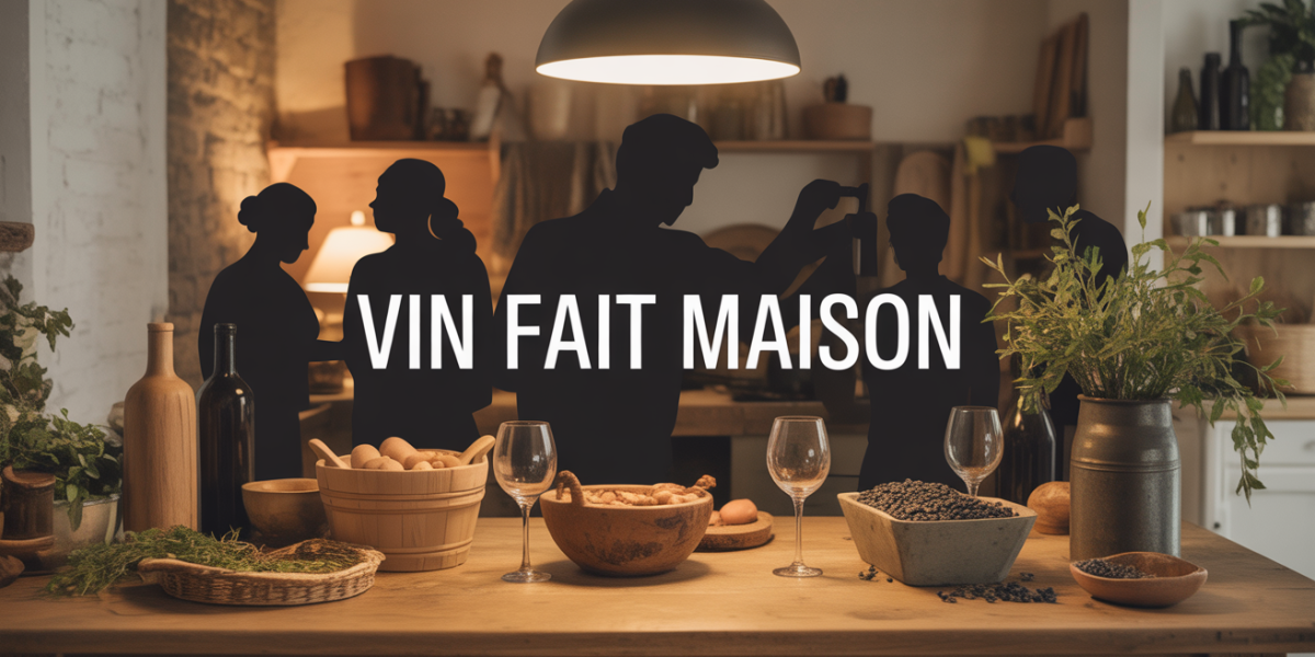 vin fait maison table matériel raisins cuisine