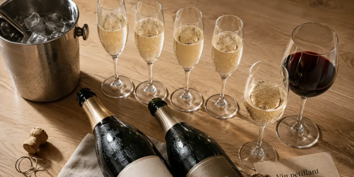 Vin pétillant : bulles fines en flûtes, comparaison vin mousseux