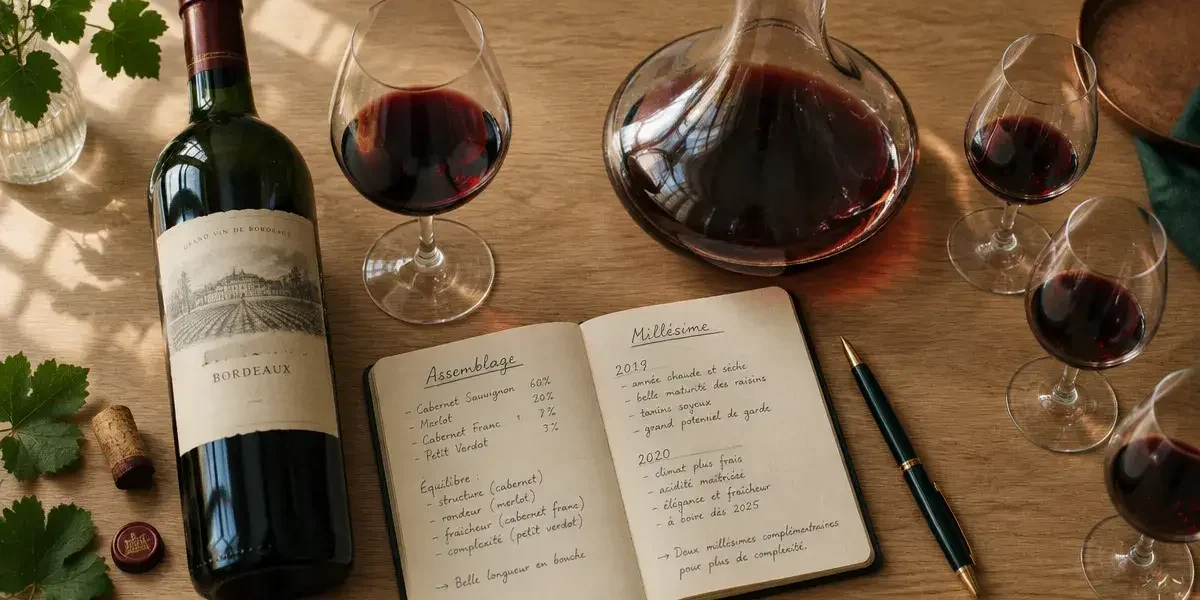 Vin rouge du bordelais : bouteilles, verres et garde