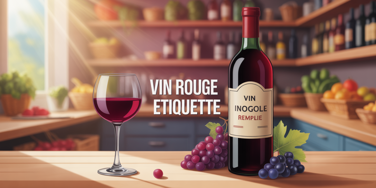 illustration etiquette vin rouge supermarche