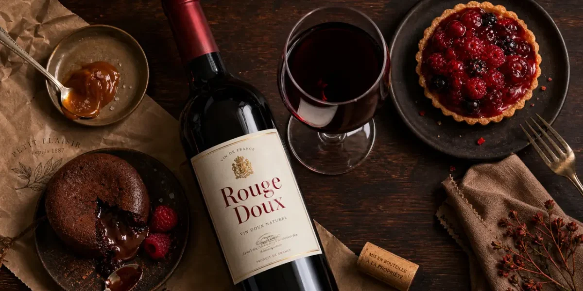 Vins rouges sucrés : bouteille de Porto rouge doux et desserts