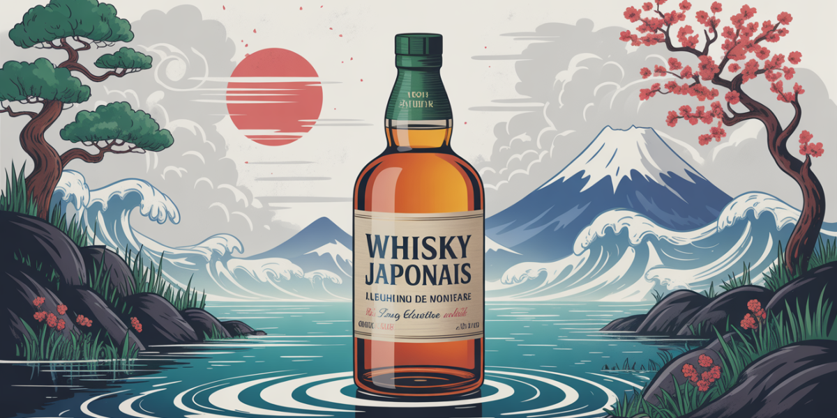bouteille de whisky japonais Togouchi sur fond nature